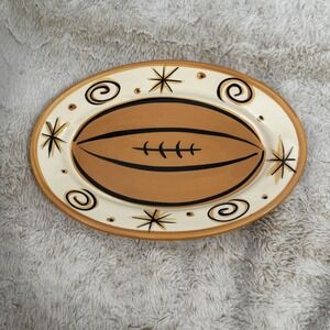 Gail Pittman Light Orange Football (Pumpkin) w/Starbursts Small Oval Platter